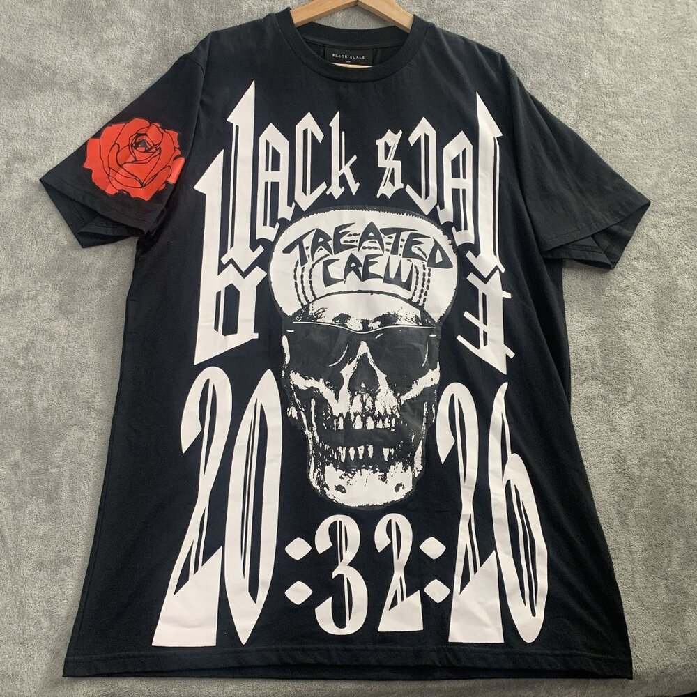 Black Scale Shirt Mens Size Medium Treated Crew 20/3 Graphic Print Cult Life Tee